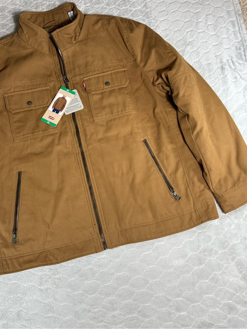 Levi’s Duck Canvas Quilted Work Jacket Men’s XL Brown Full Zip Insulated NWT - Picture 3 of 11